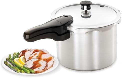 Polished aluminum stovetop pressure cooker