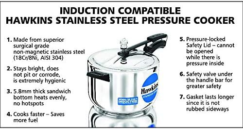 Induction compatible eight liter inner lid cooker — photo 3
