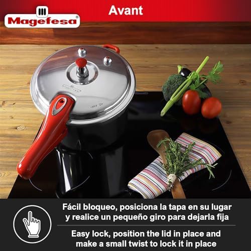 Aluminum stovetop pressure canner with red handle — photo 5