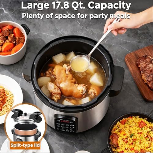 Large 17.8 quart commercial stainless pressure cooker — photo 4