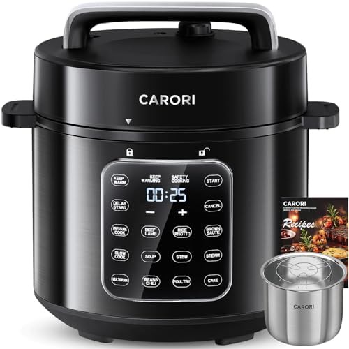 Six quart black programmable pressure cooker