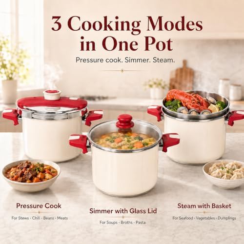 Stainless steel stovetop pressure cooker 6.3 quart — photo 4
