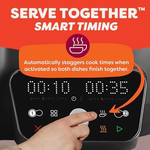 Black dual pot cooker with serve together timer — photo 3