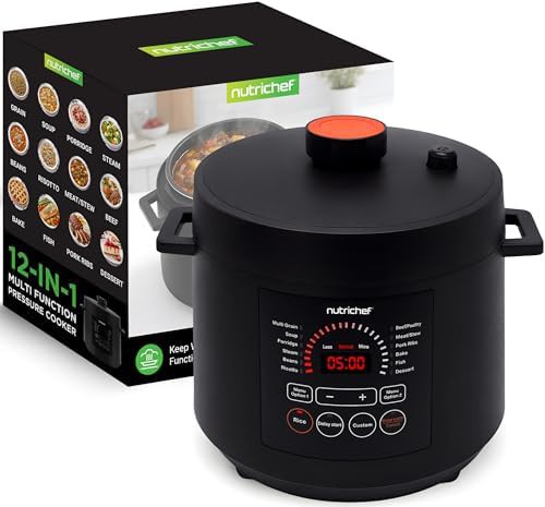 Black six quart digital pressure cooker