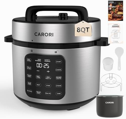 Eight quart silver touch screen cooker