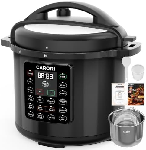 Eight quart black quick meal cooker