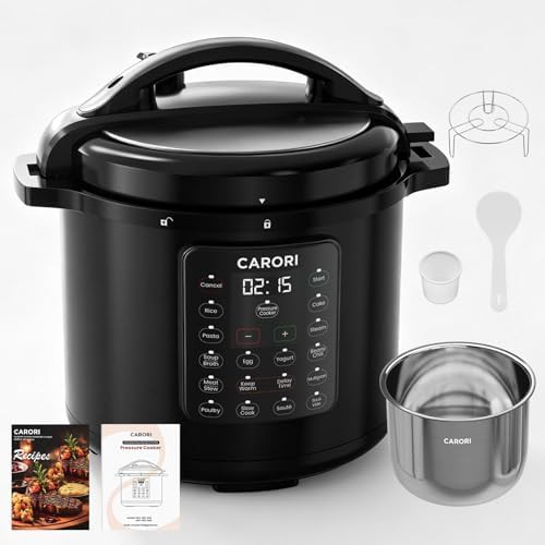 Eight quart black cooker with cookbook